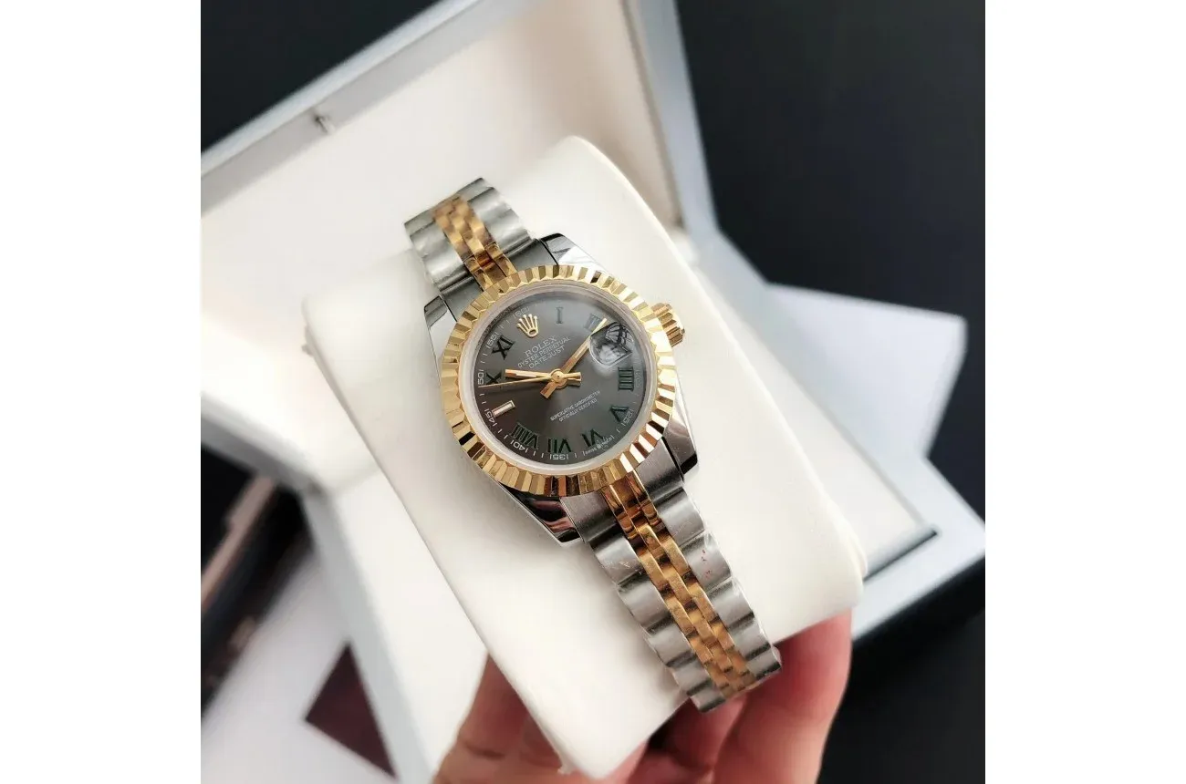 Couple Watches Rolex Datejust 36/28mm RG/SS Jub Grey/Rmn