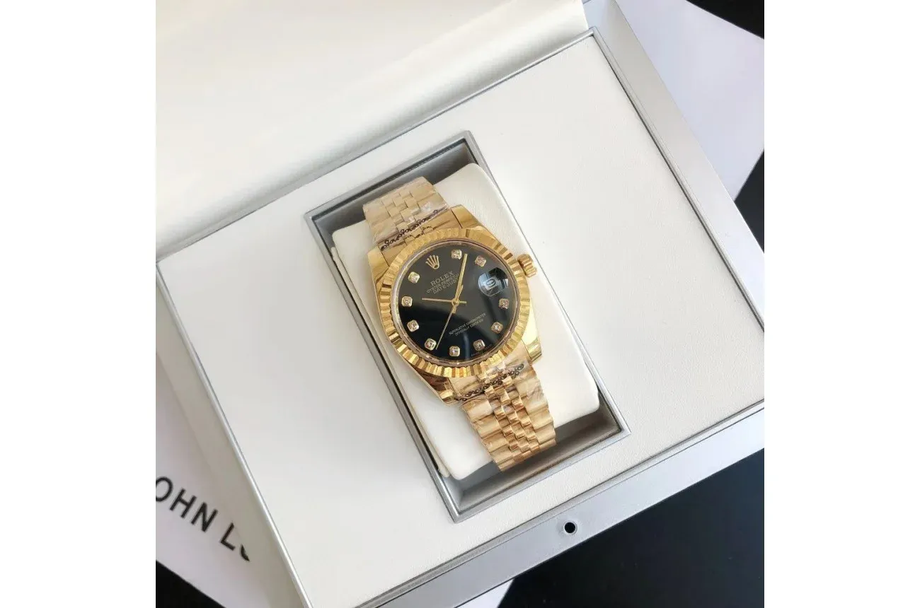 Couple Watches Rolex Datejust 36/28mm RG/RG Jub Black/Dial