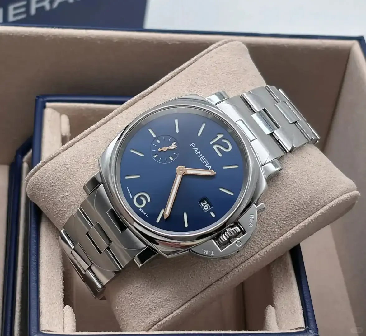 Panerai Luminor Due Men Automatic Blue Stainless Steel Watch PAM01124
