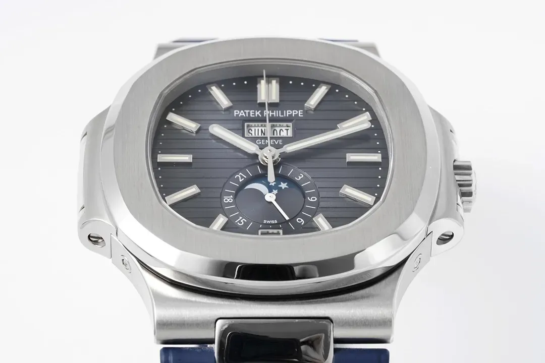 Patek Philippe Blue Nautilus Rubber Strap Watch