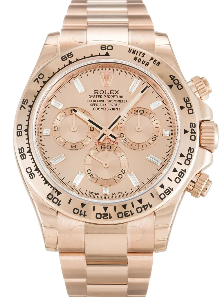Rolex Daytona 40mm Rose Diamond Baguette Dial 116505