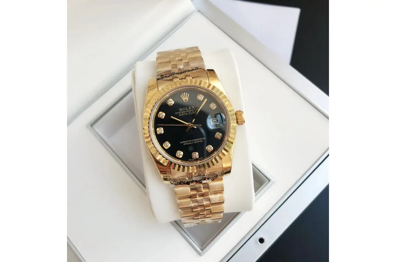 Couple Watches Rolex Datejust 36/28mm RG/RG Jub Black/Dial