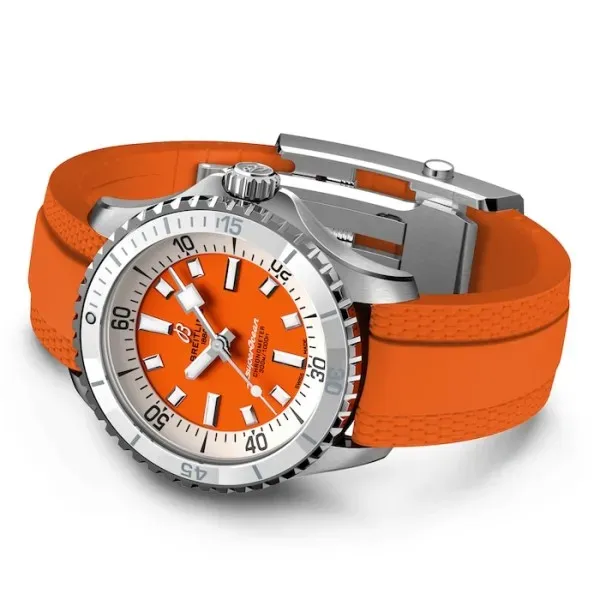 Breitling Superocean Unisex Automatic Orange Rubber Watch A17377211O1S1