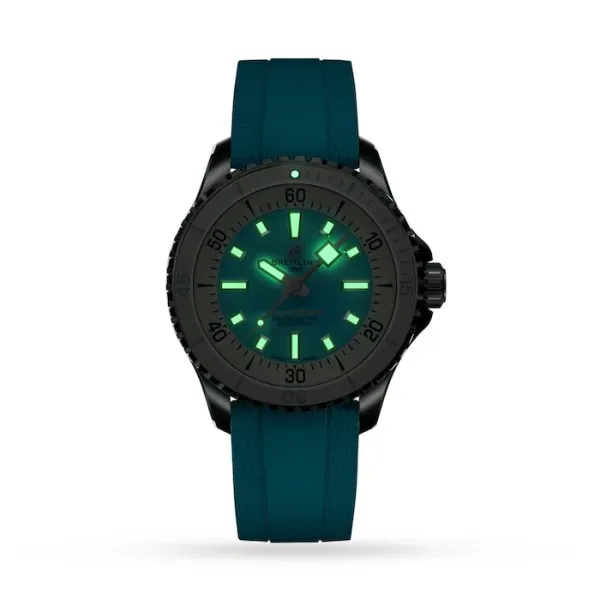 Breitling Superocean Unisex Automatic Turquoise Rubber Watch A17377211C1S1
